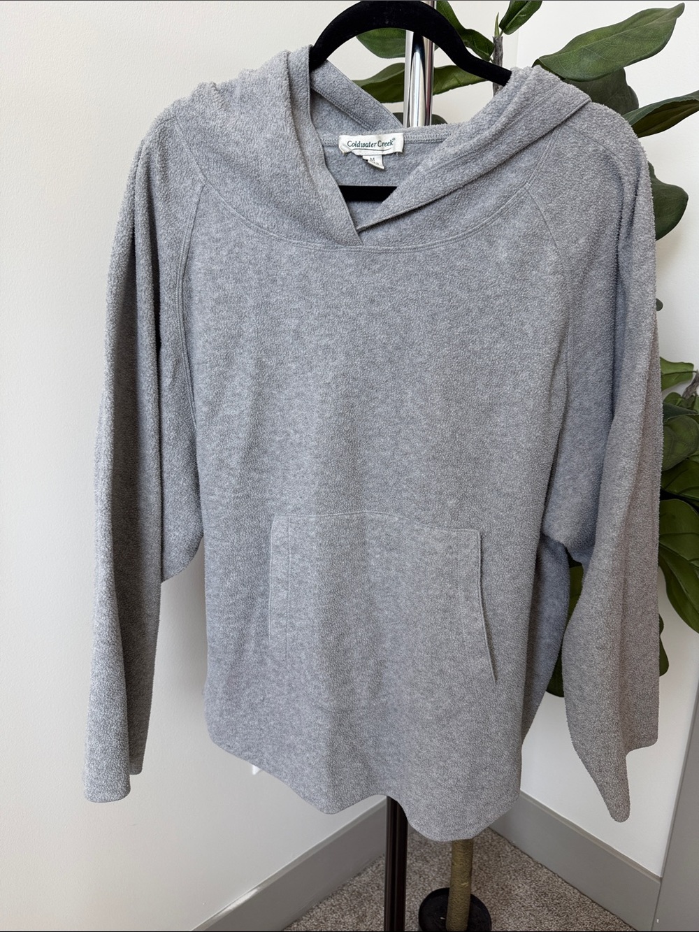 Coldwater Creek Light Gray Hooded Lightweight Fleece